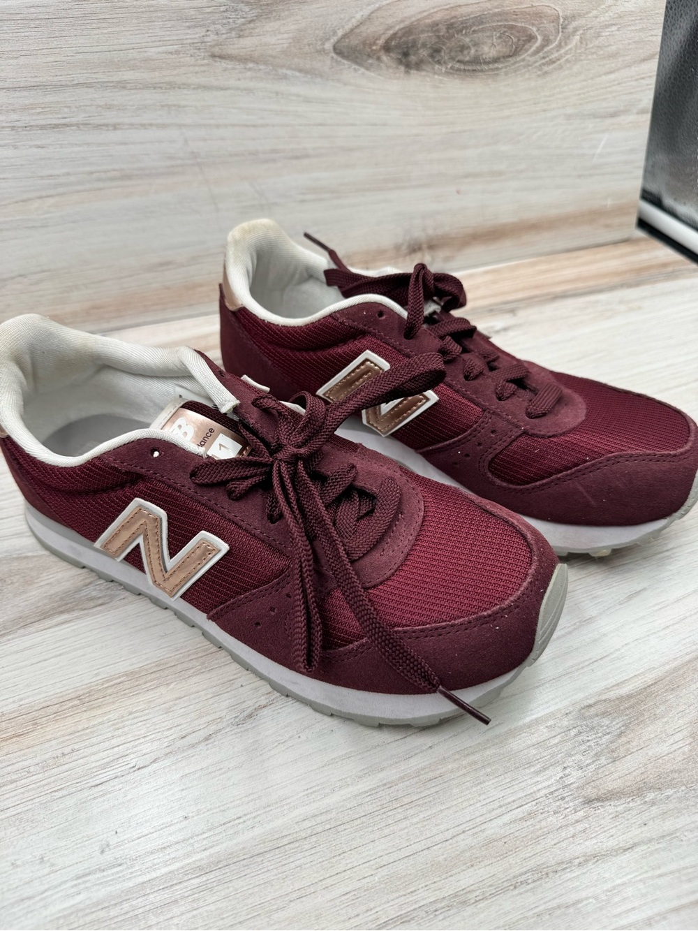 New Balance Kids Burgundy and White Lace-Up Sneakers